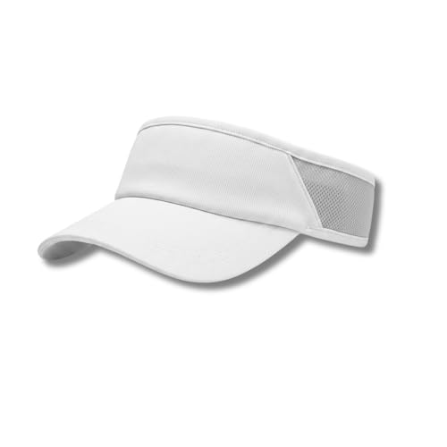 Viseira Esportiva Branca Unissex Proteção Solar UV, Ajuste Elástico, Respirável com Abertura para Rabo de Cavalo, Corrida, Praia, Beach Tennis, Golfe e Caminhada