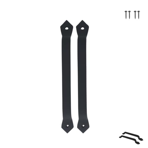 Image of 2-Pack 9 Inch Diamond Curved Barn Door Handle - Black Cast Iron Pull for Sliding Doors, Gates, Sheds, Fences, Closets - Indoor Outdoor Farmhouse Hardware
