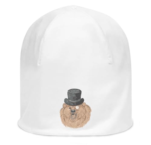 Bonnet en coton fin blanc Snob Bear parfait pour vos sorties urbaines