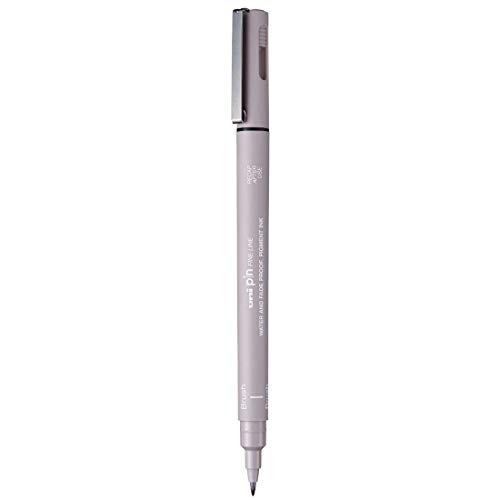 Image of uni-ball PIN-200 Fine Line Brush Pen, Water & Fade Proof Pigment Ink, Light Grey Ink, Pack of 1