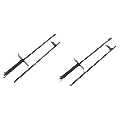 Happyyami 2 Piezas Herramientas para Chimenea Gancho para Pinzas para fogatas Chimenea de póquer de Mano hogar póker Hoguera Bonfire Pinzas para Chimenea póquer de Chimenea Acero Black