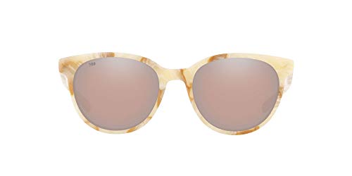 Costa Del Mar Women s Isla Polarized Round Sunglasses, Shiny Deep Teal Crystal Grey Polarized-580G, 53 mm