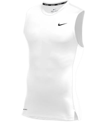 Image of Nike Men's Pro Fitted Sleeveless Shirt Tank Top (US, Alpha, Small, Regular, Regular, White)