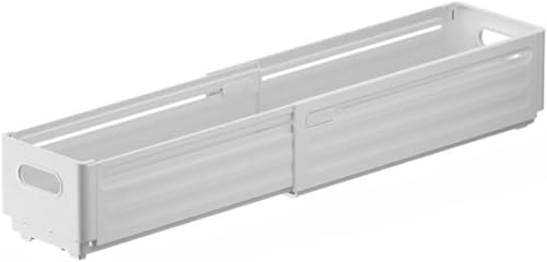 Riazdiw引き出し付き拡張可能収納ボックス、プラスチック、小物収納、調節可能なスライド式仕切り、3個セット (ホワイト,幅10CM)