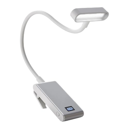 XAGMODSHN Práctica lámpara de noche recargable con clip en el libro, cuello de cisne flexible, 3 brillos lámpara de lectura nocturna para escritorio de estudio lámpara de estudio