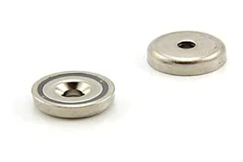 First4magnets F406S-2 neodymium magneten 20 mm diameter x 3 mm dikte x 3,6 mm c/s gat N42 neodymium magneten - 4,5 kg trekken (zuid) (2 stuks), zilver, 25 x 10 x 3 cm
