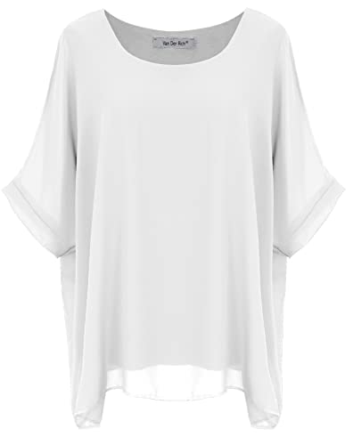 Van Der Rich ® - Bluse aus Mousseline mit Innenfutter - Damen (Weiß,...