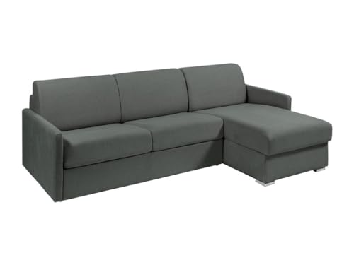 Vente-unique-Sofá Cama esquinero, cómodo y Reversible de Tela Gris - Cama de 160 cm - Colchón de 22 cm - CALIFE