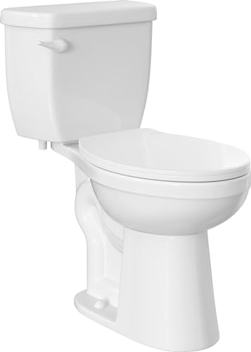 PROFLO PFCT103HE Jerritt 1.28 GPF Two Piece Elongated Chair Height Toilet with Left Hand Lever - Seat Included - White