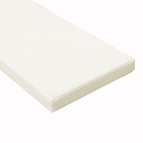 Cojín de asiento de espuma para banco de jardín de piel sintética impermeable con parte inferior antideslizante, 100 x 30 x 8 cm, color blanco crema