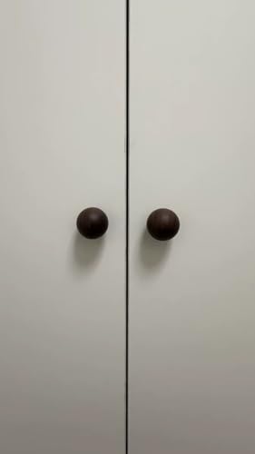 5PCS Round Wooden Drawer Knobs Cabinet Knobs with Hardware,Dresser Furniture Drawers Knobs,Cabinet Pulls Handles for Drawer Wardrobe Dresser Cupboard (Walnut)