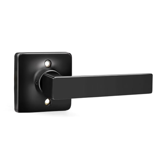 Image of GOBEKOR 1 Pack Black Lever Door Handle Dummy Square Door Levers Dummy Closet Door Handles for Pantry Straight Lever Non-Turning Lock