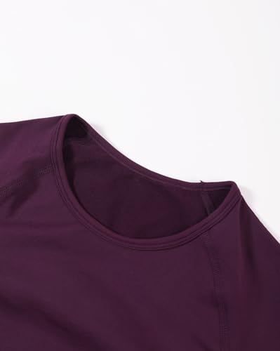 Image of AUROLA Influence Women Crop Top Short Sleeve Compression Workout T-Shirt | Raglan Short Sleeve Crop Top, High-Stretch Seamless Knit, Stay-Put Ribbed Underband, Soft Breathable Comfort