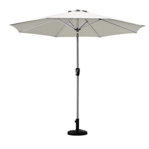 NDRFAWY Sombrilla de jardín, con botón de inclinación y manivela, 8 varillas, con base, sombrilla para césped, jardín, terraza, patio, piscina, UV 50+, 2,7 m