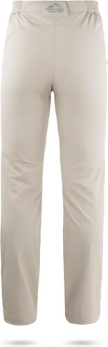 normani Outdoor Sports Damen Softshellhose Hose Trekkinghose Winddichte,atmunsgaktive Funktionshose auf 3/4 Länge kürzbar (XS(34)-L(42)) Farbe Beige Größe XS/34-36