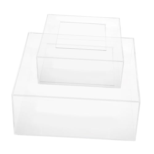 Mikinona 2pcs Acrylic Cake Stand Transparent Fillable Riser for Parties Sturdy and Lightweight Design for Displaying Cakes and Desserts and Presentable