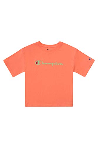 Image of Champion Kids Clothes Girls Original Boxy Script Tee (Large, Sugar Peach)