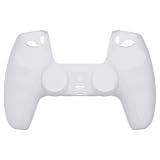 PlayVital Anti-Slip Silikonowe Etui Ochronne do ps5,Pokrowiec Ochronny do ps5 Kontrolera,Miękka Gumowa Obudowy Ochraniacz Skóry do ps5 z Nakładki na Kciuki-Przezroczysta Biały(Czysta Seria)