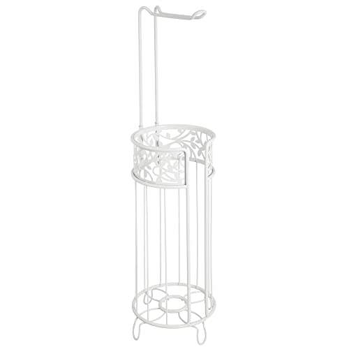 Mdesign Steel Toilet Paper Roll Stand Storage Organizer And Dispenser For Bathroom/Home Organization - Holds 3 Rolls Of Toilet Tissue - Arbor Collection - White #TOP7