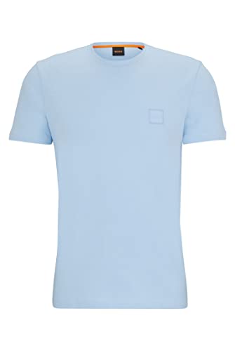 BOSS Herren Tales Relaxed-Fit T-Shirt aus Baumwoll-Jersey mit Logo-Aufnäher Hellblau 4XL