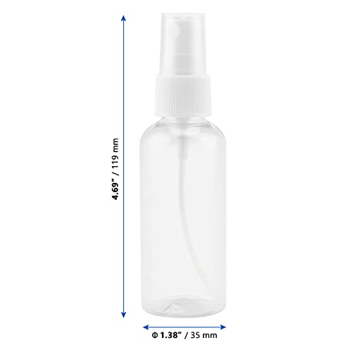 MANCHAP 60 Pack 2oz Plastic Travel Spray Bottles with Caps, Clear Mini Fine Mist Spray Bottles with 4 Funnels, Travel Size Spray Bottles Refillable Containers for Essence, Hair Spray, Toner2