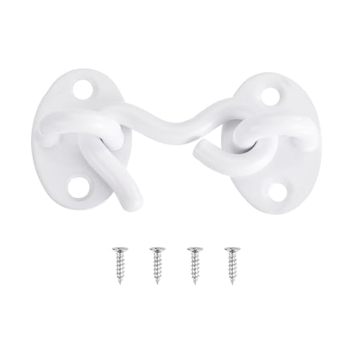 QUARKZMAN Loquet de Porte de Grange à Crochet et Œillet de 2 Pouces en Acier Inoxydable pour la Vie Privée, Quincaillerie de Verrouillage de Porte Coulissante pour Fenêtre, Chambre, Blanc
