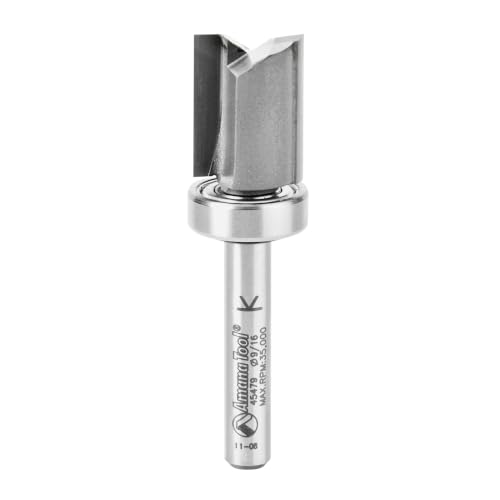 Image of Amana Tool 45479 Carbide Tipped Flush Trim Plunge Template 9 /16 D x 3 /4 CH x 1 /4 Inch SHK w /Upper Ball Bearing Router Bit