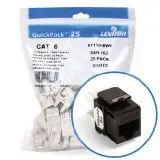 Leviton Extreme 6+ QuickPort Connector, CAT 6, 25-Pack, 61110-BB6, Brown