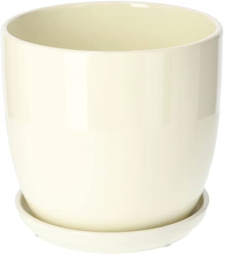 KOTARBAU® Keramik Blumentopf Übertopf für Blumen Pflanzen ⌀ 20 cm mit Tropfschale Beige