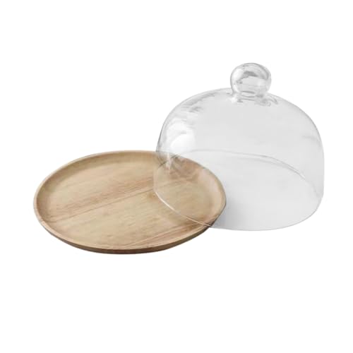 JECOMPRIS Glass Dessert Dome with Base Elegant Cake Stand for Displaying Cakes Cupcakes and Fruits Sturdy Tray with Glass Dome for Parties and Events