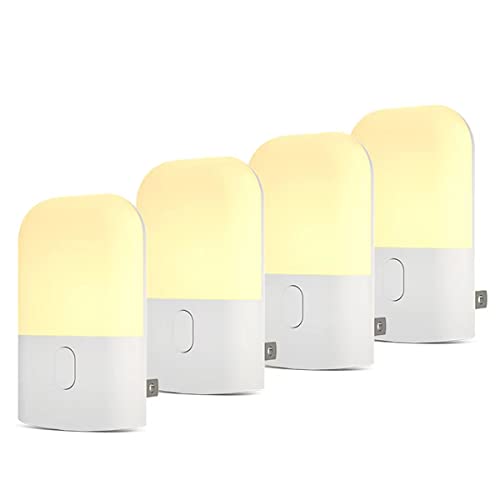 N&B NICE&BRAVO Night Light LED Auto Dusk to Dawn Sensor Light for Kitchen, Bedroom, Kids Room, Hallway, Stairway, Painting Plug in Dimmable Nightlights Lamp Bright with Switchï¼4 Pack