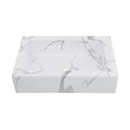 Swiss Madison SM-VSM282W1 Voltaire 22 Inch Ceramic Vessel Bathroom Sink, White Marble cover