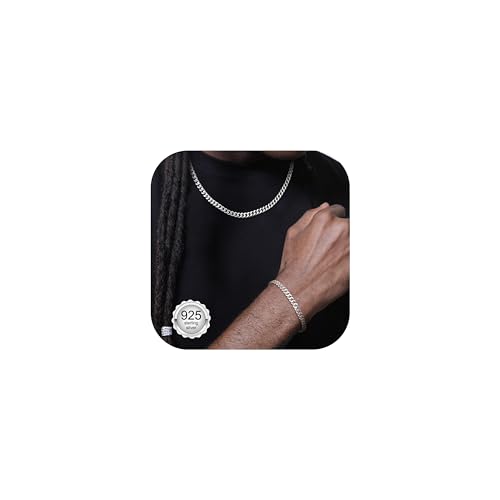 LOLIAS Cadena Plata Hombre, 3mm/5mm Collar y Pulsera Plata para Hombres Hipoalergénico Cubanas Cadena Hombre Joyeria para Hombres Chico de Regalo 18/20/22 Pulgadas