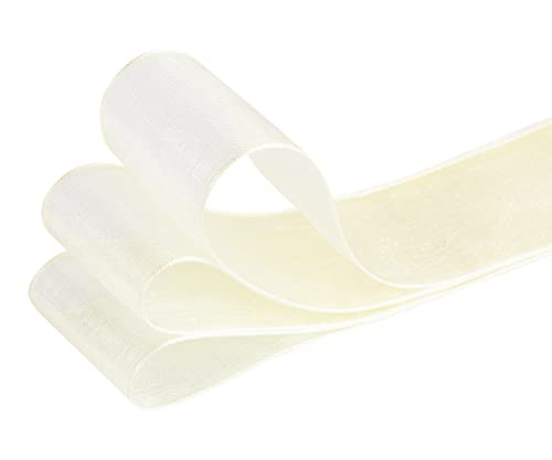 TEKDEERE 25mm Sheer Organza Ribbon,Cream Shimmer Chiffon Ribbon for DIY Crafts Wedding Party Decorations Gift Wrapping Bridal Bouquets (45M) - Image 4