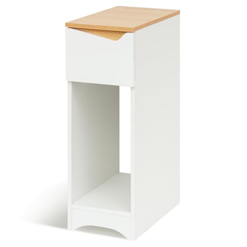 Awhtixbo Weißer Nachttisch Boxspringbett Nachttisch mit Schublade für Schlafzimmer und Kinderzimmer Beistelltisch für Boxspringbett Couch...