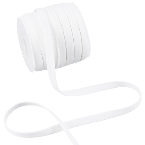 BENECREAT 26ｍ幅10mm サテンリボンゴム 中空 ブラジャー リングスリーブ スチール製リングカバー ナイロンゴムリボン 下着、コルセット、ランジェリー ソーイングアクセサリー、DIYブラ用品用 白