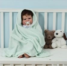 Image of CREVENT 2Pcs 75cmX100cm Cute Cozy Fluffy Warm Baby Blankets for Infants Toddlers' Bedding Crib Cot Stroller - Grey Cloud + Avocado Green