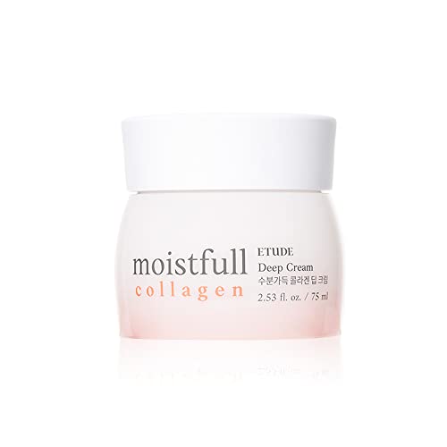 ETUDE Moistfull Collagen Deep Cream, Face Moisturizer, Super Collagen Water, Macadamia Seed Oil, Lupinus Albus Protein, Deep Moisturizing Cream, Korean Skin Care, Beauty (2.53 Fl Oz)