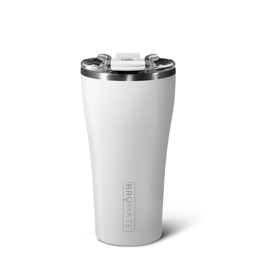 BrüMate Nav 22oz 100% Leak Proof Insulated Travel Tumbler with Magnetic BevLock™ Lid - Double Wall Cup-Holder Friendly Stainless Steel Mug (Ice White)