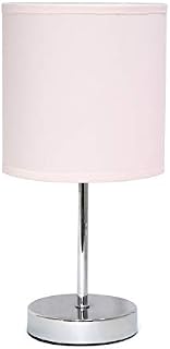Simple Designs LT2007-BPK Chrome Mini Basic Fabric Shade, Blush Pink Table Lamp