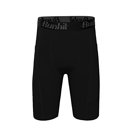 Runhit Youth Boys' Compression Shorts,Boys Performance Athletic Base Layers Underwear Sports Shorts Side Pocket Black Xs #TOP13