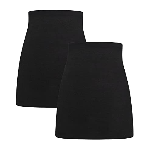 Herzmutter Banda Faja Premama Largo - Banda Vientre - 2 Partes - algodón - Banda Abdominal de Apoyo - extensión de Camisa – 6350 (Negro/Negro, XL)