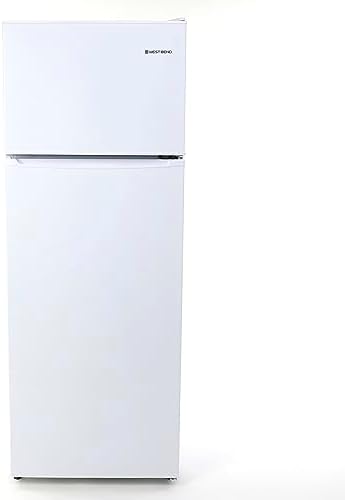West Bend Apartment Refrigerator Freestanding Dual Door Slim Design Full Fridge with Top Freezer, Adjustable Mechanical Control, for Condo, House, Small Kitchen Use, 7.4-Cu.Ft, White