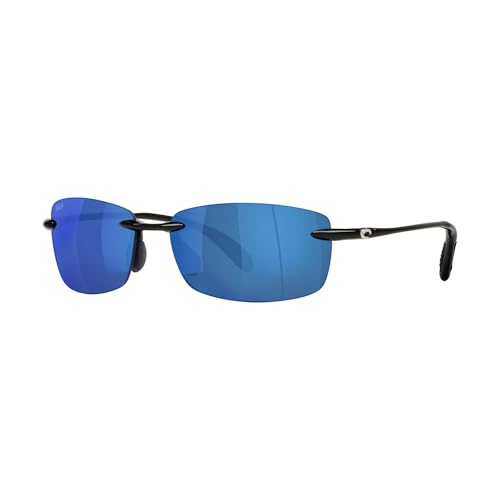 Costa Del Mar Sunglasses for Men - Ballast Mens Polarized Sunglasses - Fishing, Boating & Beach UV Protection - Size 60 - Shiny Black/Blue Mirror 580P