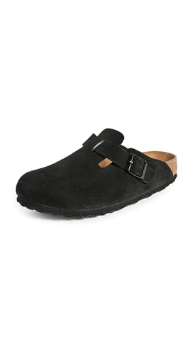 Birkenstock Unisex Boston Soft Footbed, Black Suede, 43 M EU