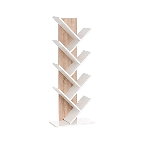 MyosHome - Estanteria para Libros, Estante para BLU-Ray, Libreria de Pie en Roble Sonoma Blanco 53 x 27 x 138 cm. Cronos