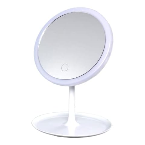 JANDEI - Makeup Mirror with Touch Screen and 3 Color Modes, 90º-180º Rotation, USB Rechargeable, LED Light Cover