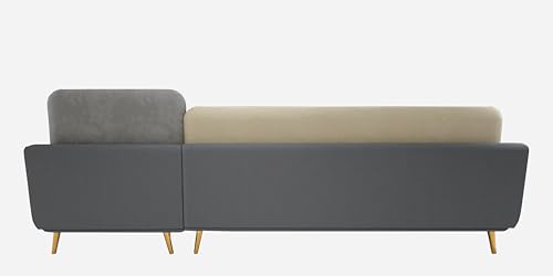 Image of Black Wood Modern Velvet LHS Sectional Sofa (3 + Lounger) with Extra Luxury Comfort for Bedroom, Living Room, Dining Room, Drawing Room, Home Office in Bug Resistant Wood Structure
