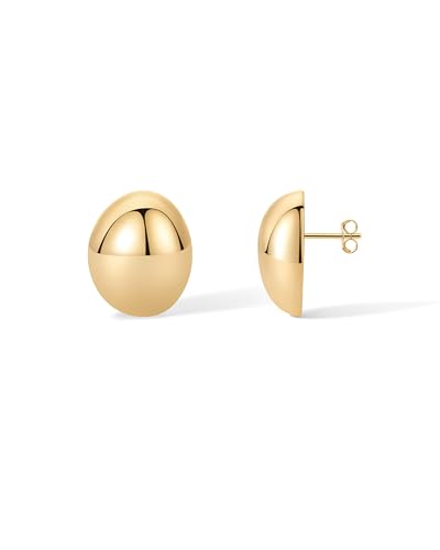 Image of PAVOI 14K Gold Plated Chunky Vintage Earrings for Women - Trendy Textured Ribbed Knot Geometric Triangle Rope Button Seashell Wing Dangle Drop Stud Earring