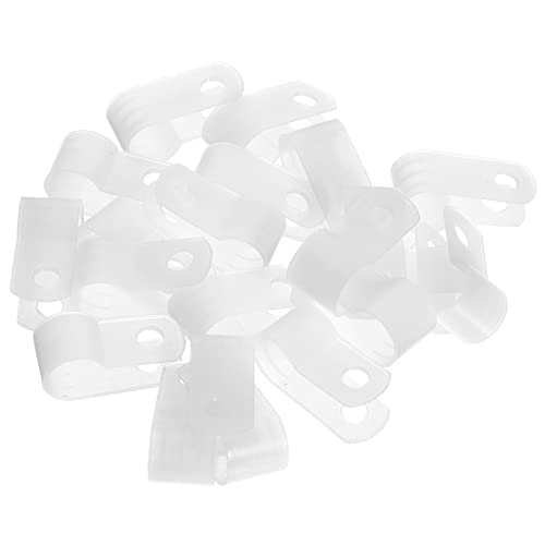 SEWACC 1000pcs R-Clip Nylon Cable Clamp Wire Holder for Rope Light Outdoor Indoor Easy Screw Fixation Organization